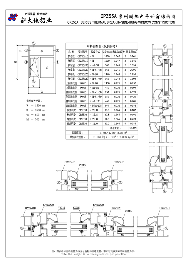 CPZ55A series of insulation flat window