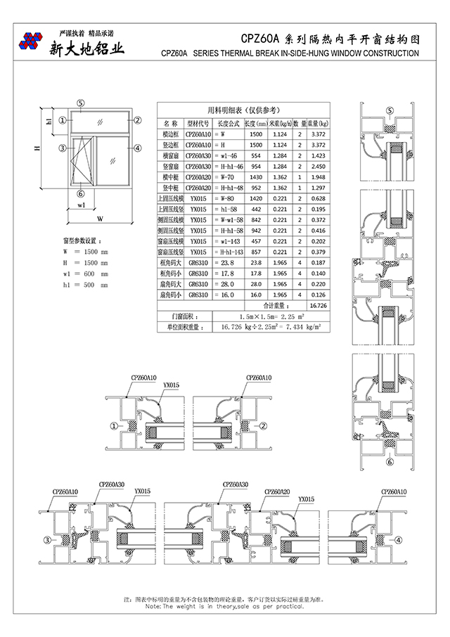 CPZ60A series of insulation flat window