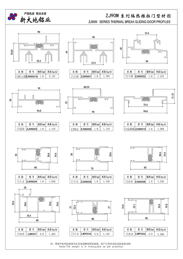ZJ90M系列隔熱推拉門
